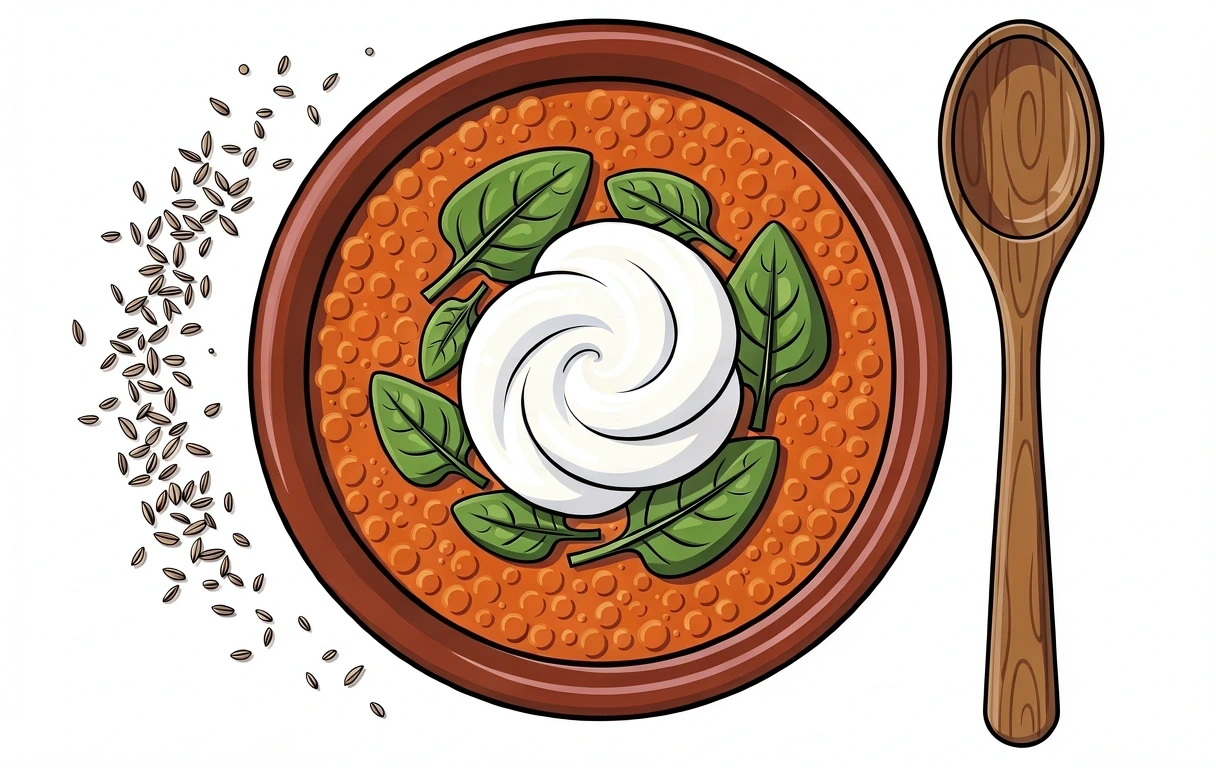 Dhal de lentejas y espinaca